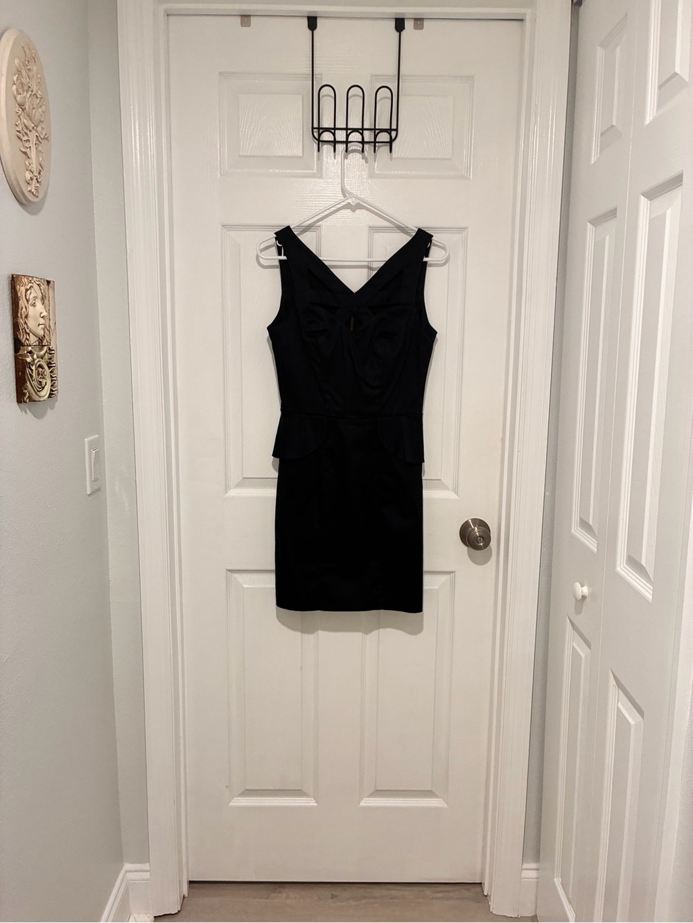 XOXO Black V-Neck Peplum Sheath Mini Dress